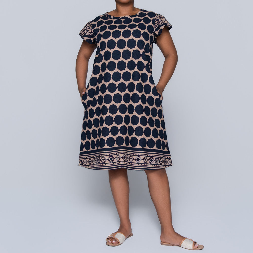 Border Print Short Sleeve Tunic