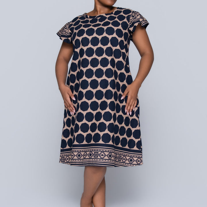 Border Print Short Sleeve Tunic