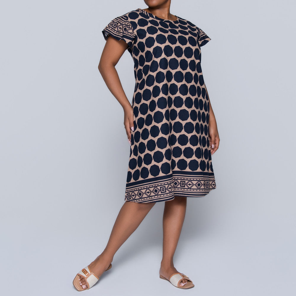 Border Print Short Sleeve Tunic