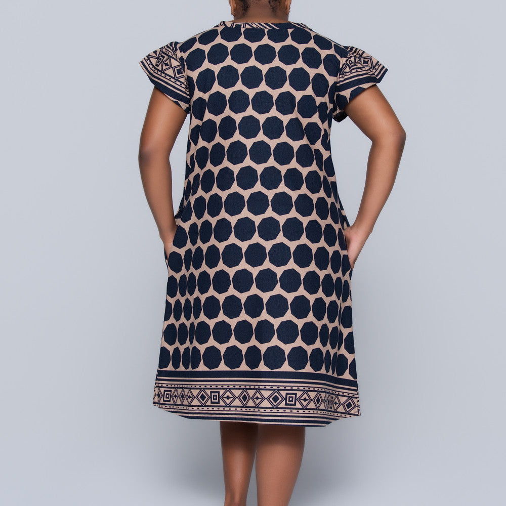 Border Print Short Sleeve Tunic