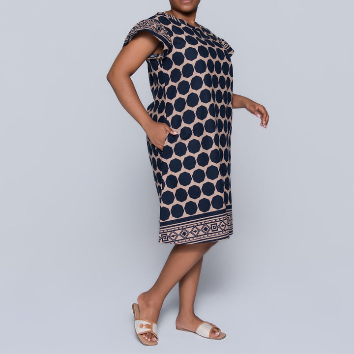 Border Print Short Sleeve Tunic