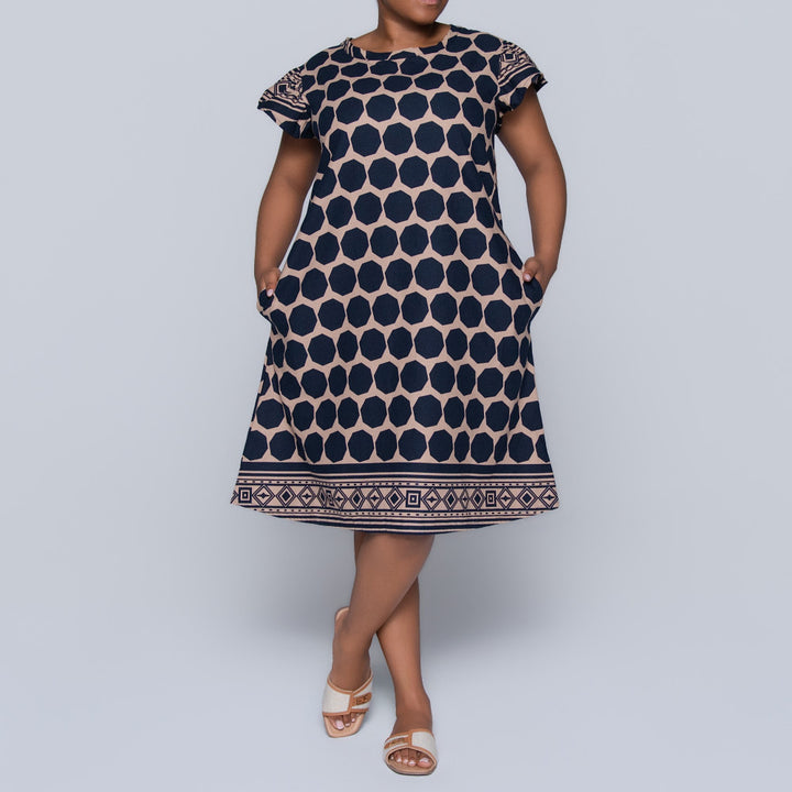 Border Print Short Sleeve Tunic