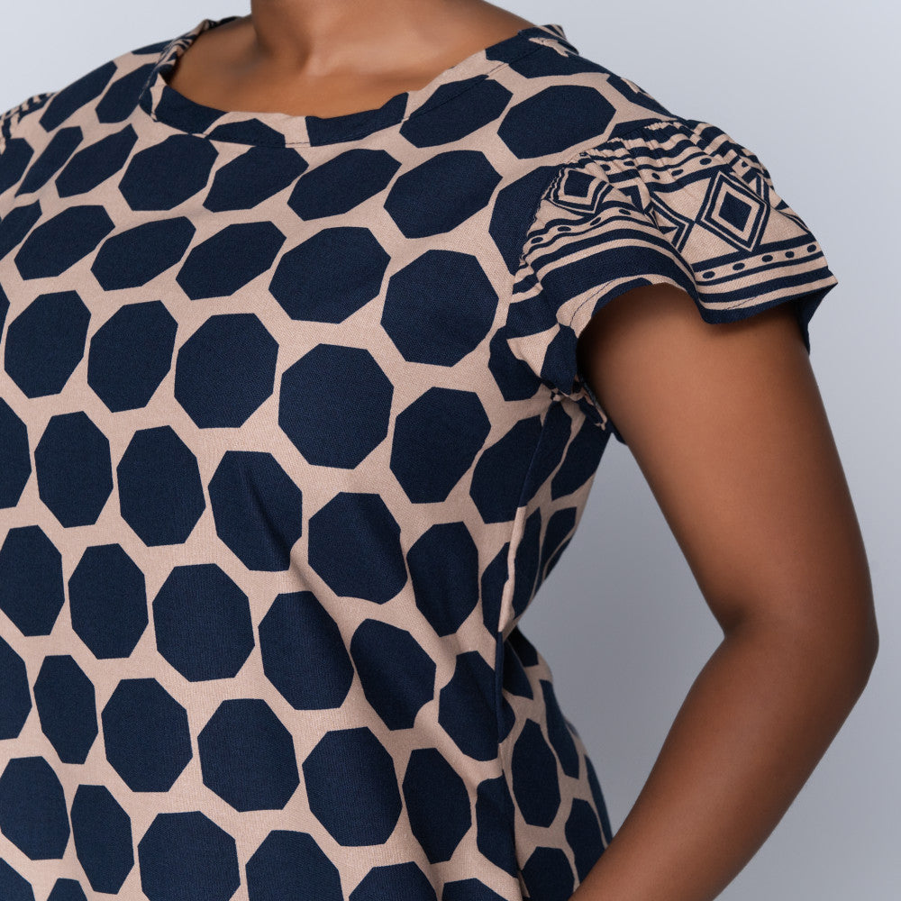 Border Print Short Sleeve Tunic