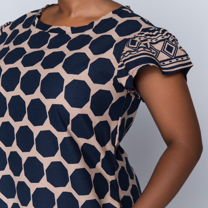 Border Print Short Sleeve Tunic