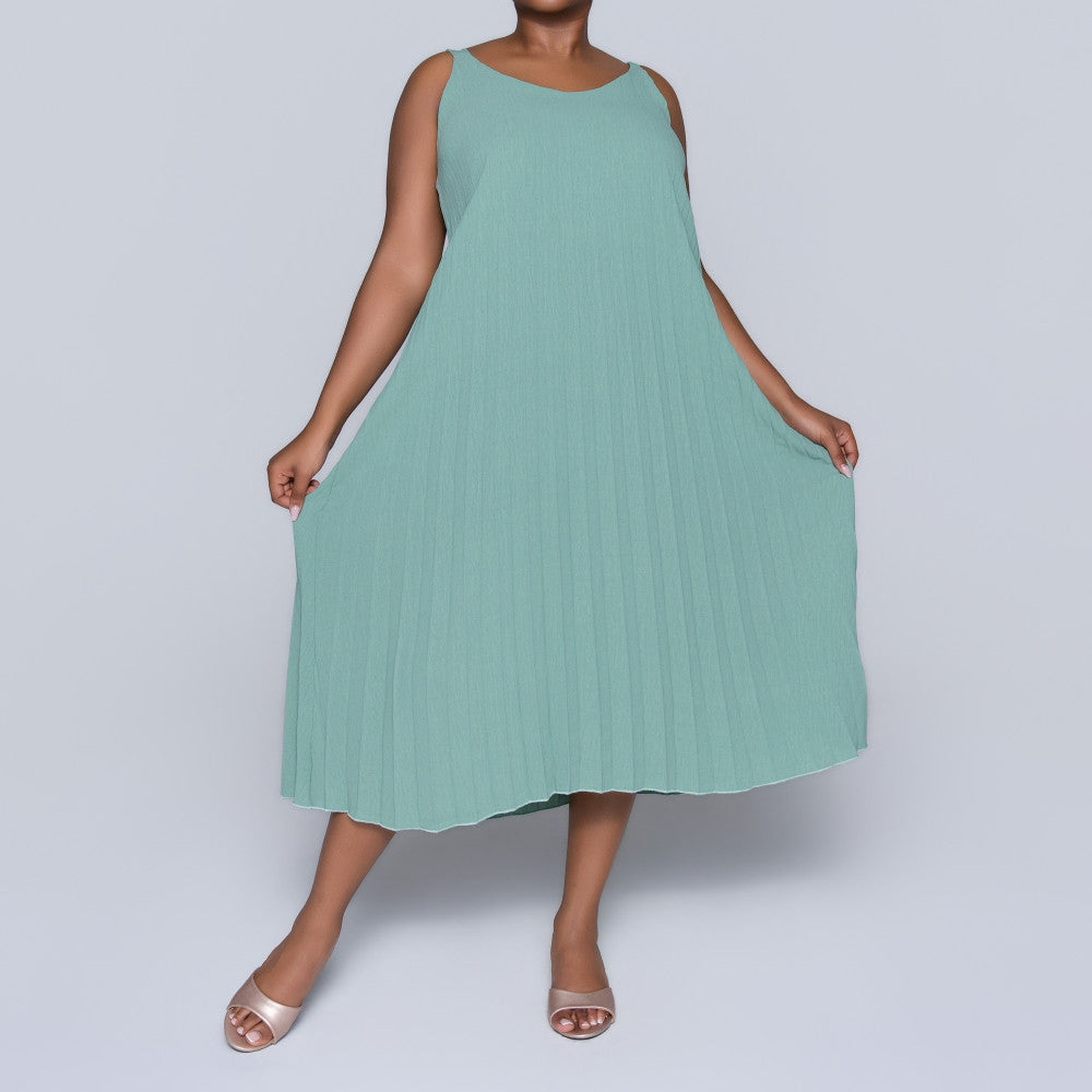 Sage Pleated Dress