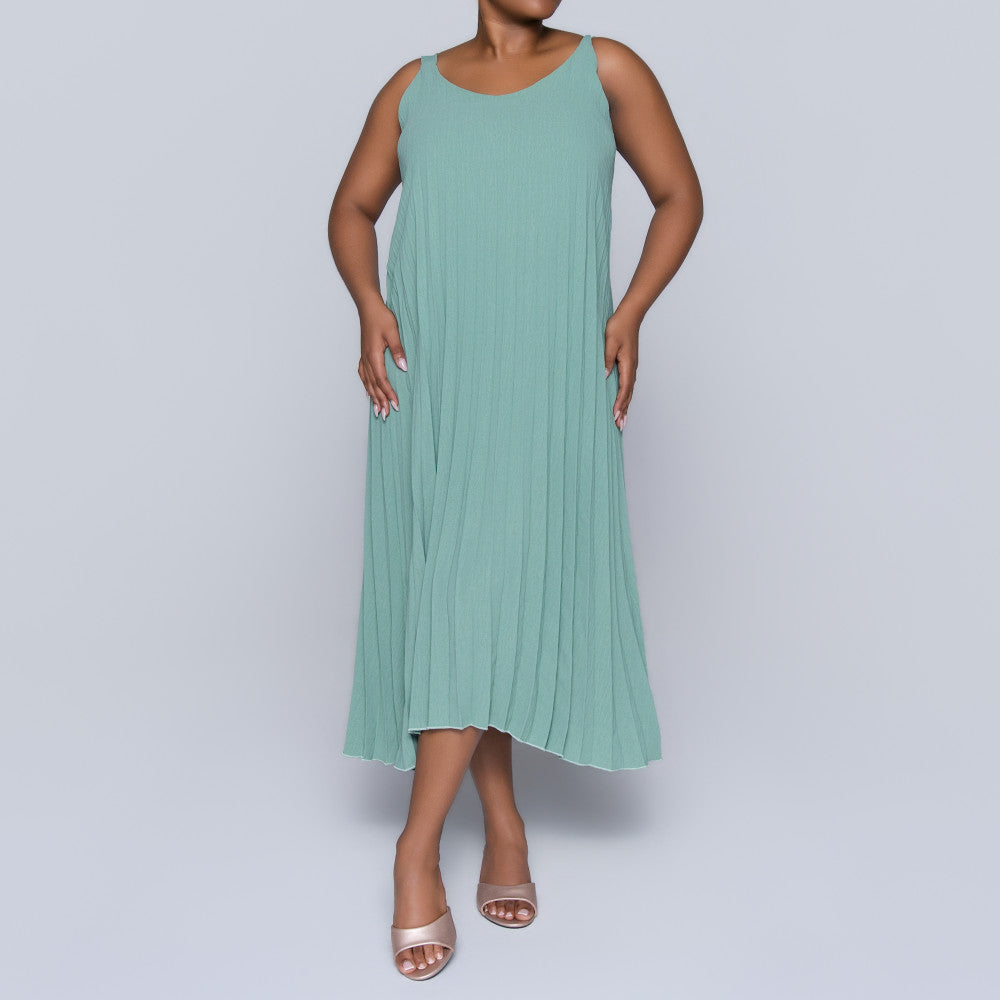 Sage Pleated Dress