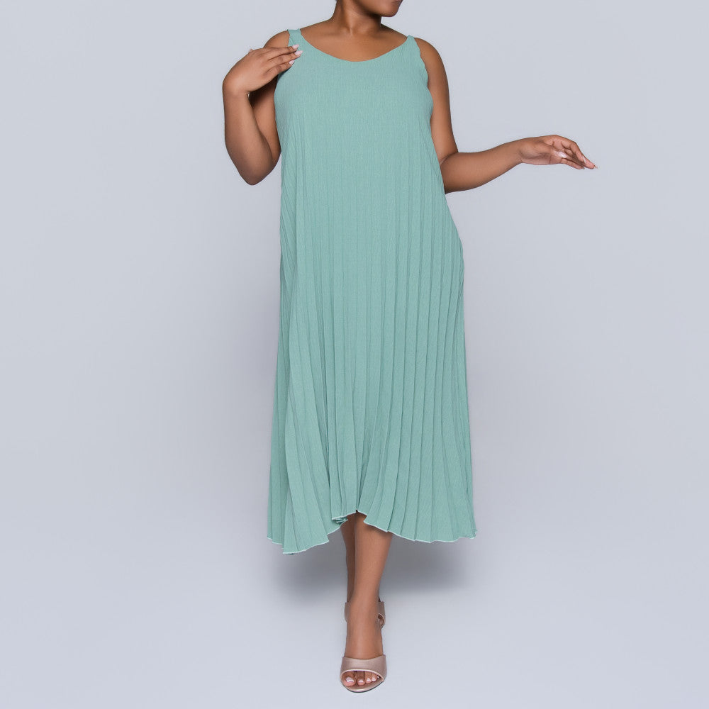 Sage Pleated Dress