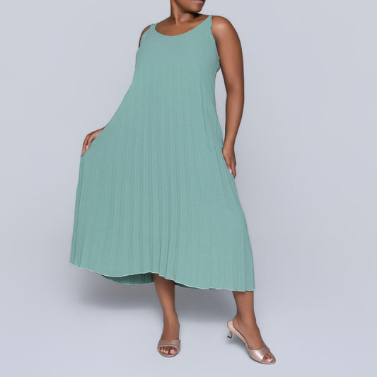 Sage Pleated Dress