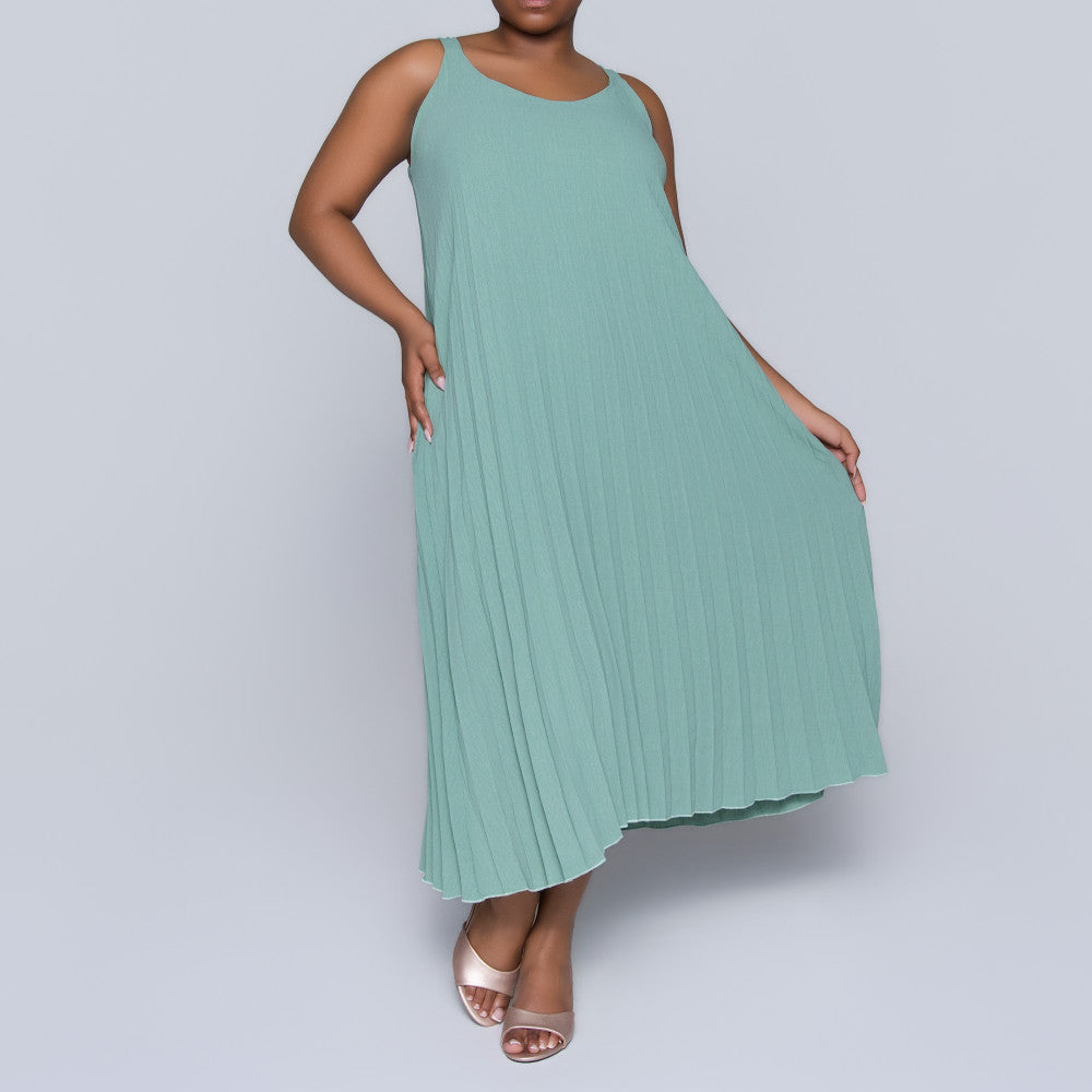 Sage Pleated Dress