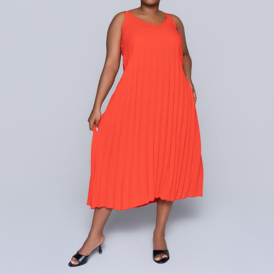 Terracotta Pleated Dress