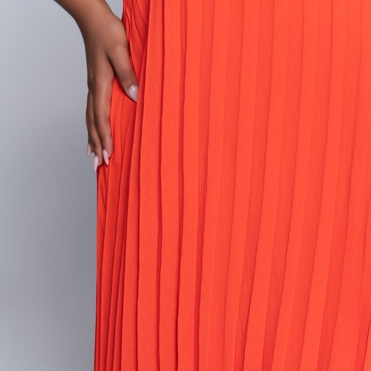 Terracotta Pleated Dress