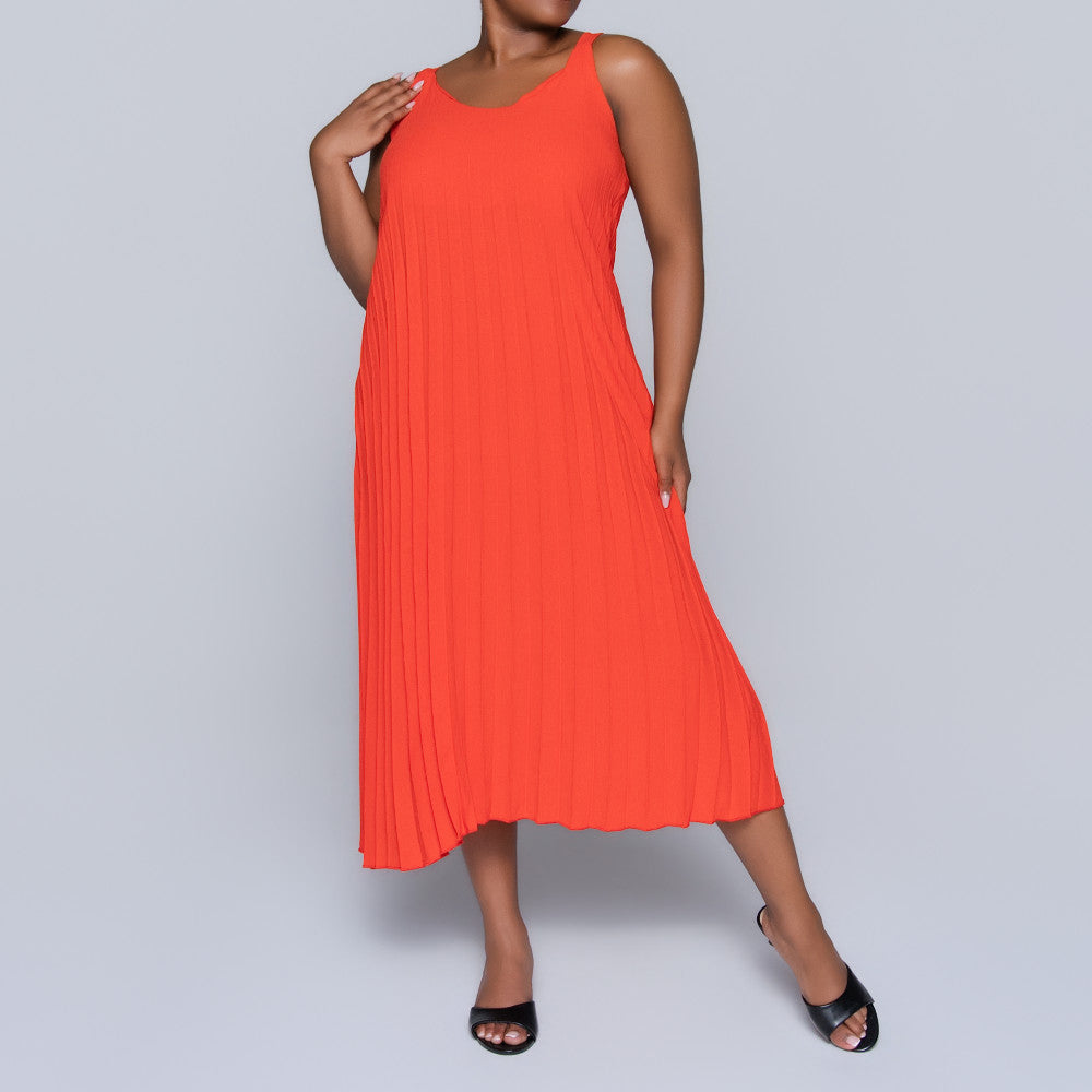 Terracotta Pleated Dress