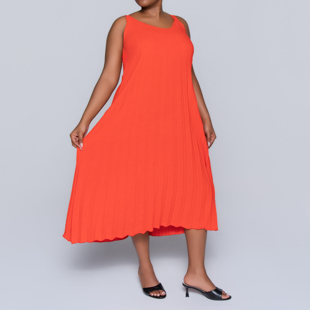 Terracotta Pleated Dress