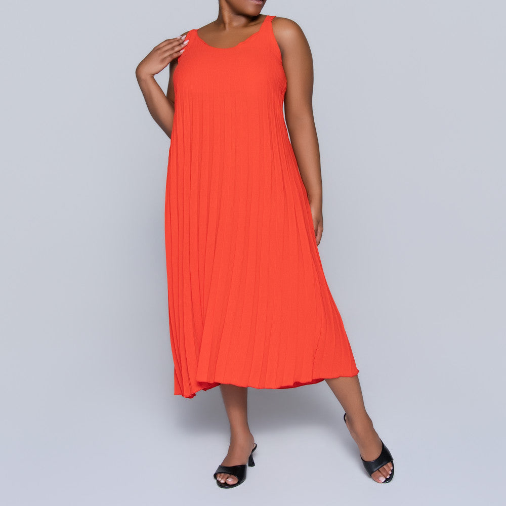 Terracotta Pleated Dress
