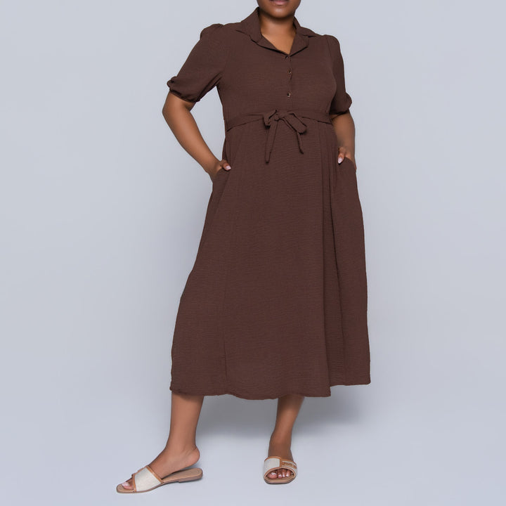 Short Sleeve Chocolate Airflow Dress