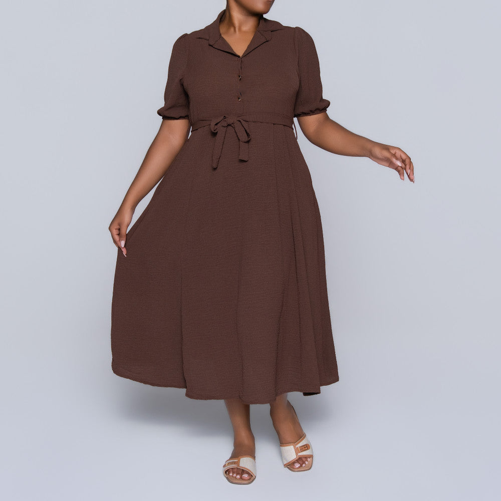 Short Sleeve Chocolate Airflow Dress