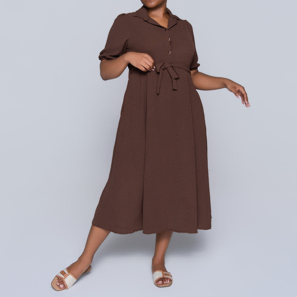 Short Sleeve Chocolate Airflow Dress