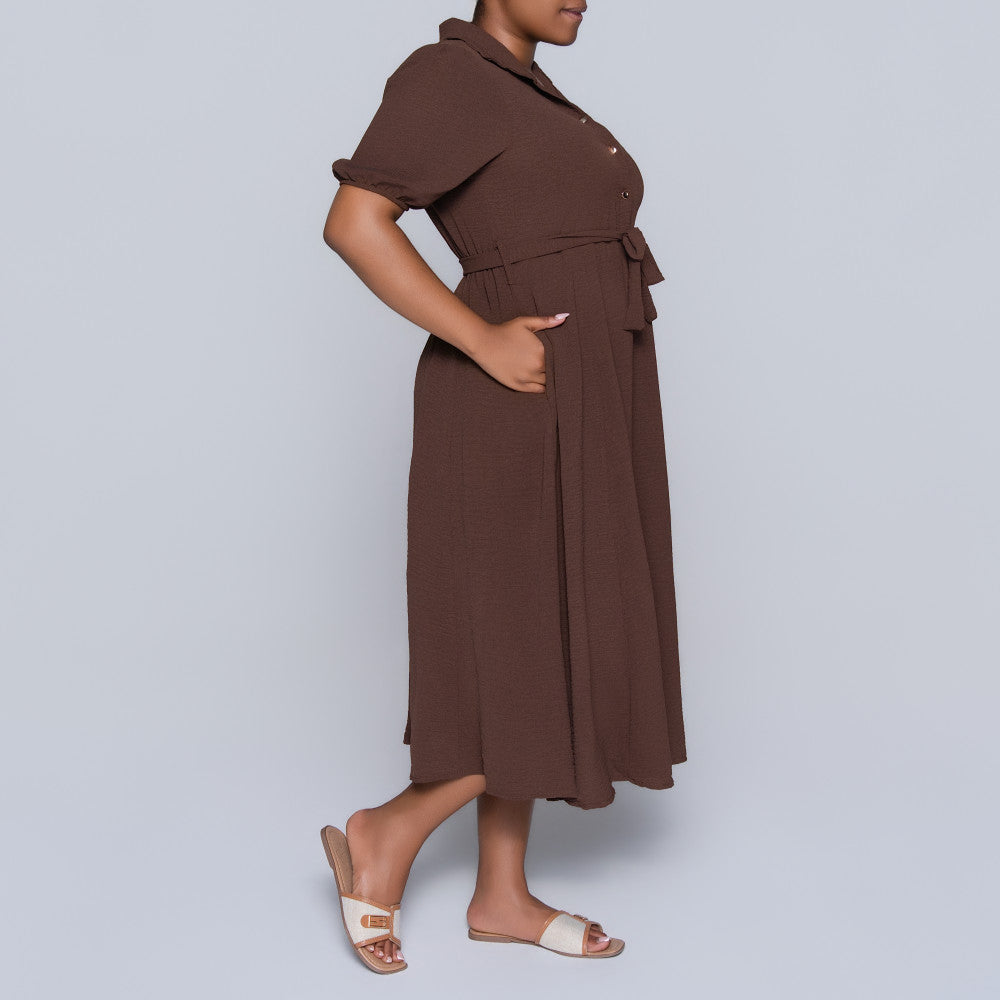 Short Sleeve Chocolate Airflow Dress