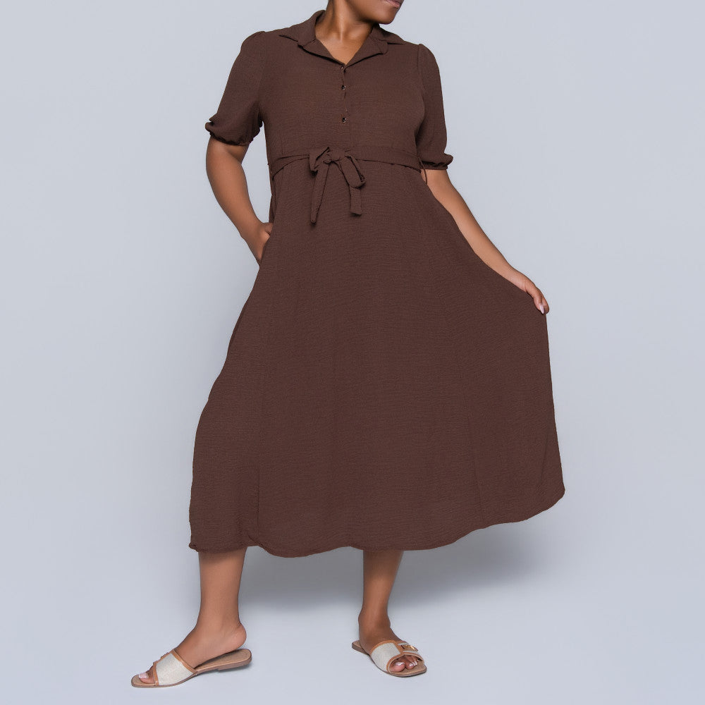 Short Sleeve Chocolate Airflow Dress