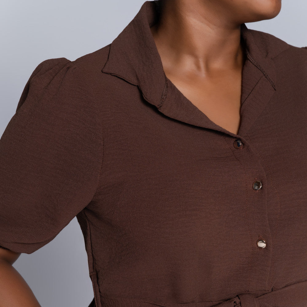 Short Sleeve Chocolate Airflow Dress