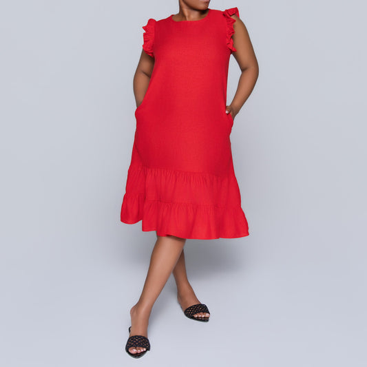 Brick Sleeveless Tiered Pocket Tunic