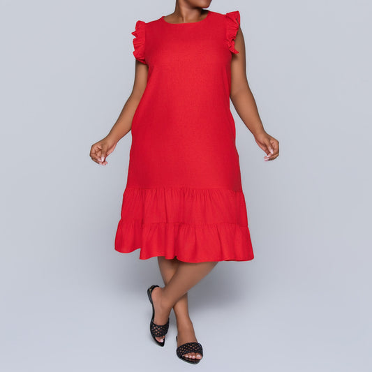 Brick Sleeveless Tiered Pocket Tunic