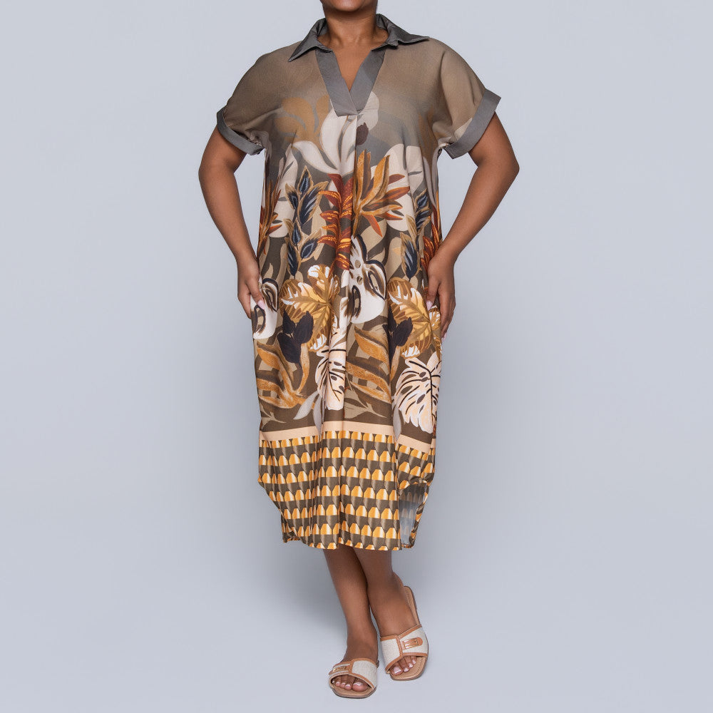 Short Sleeve Border Print Tunic