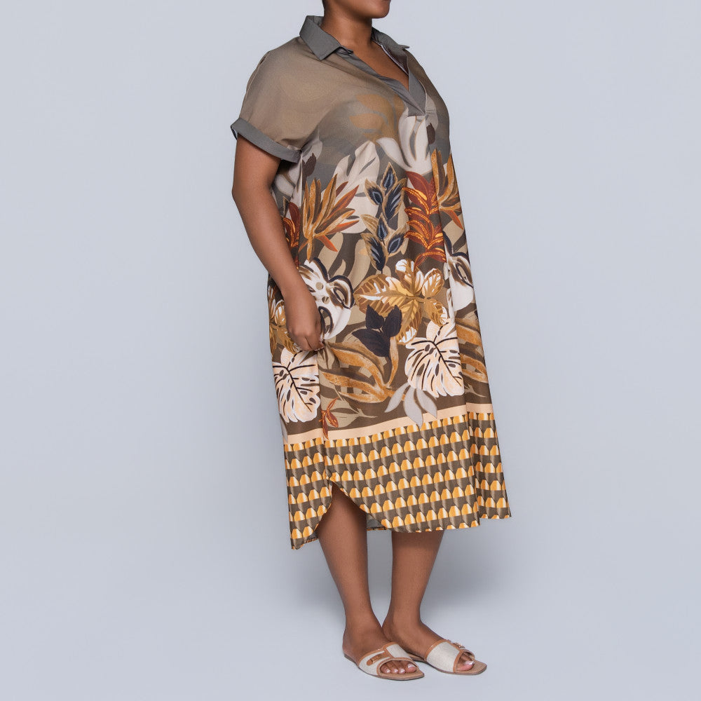 Short Sleeve Border Print Tunic