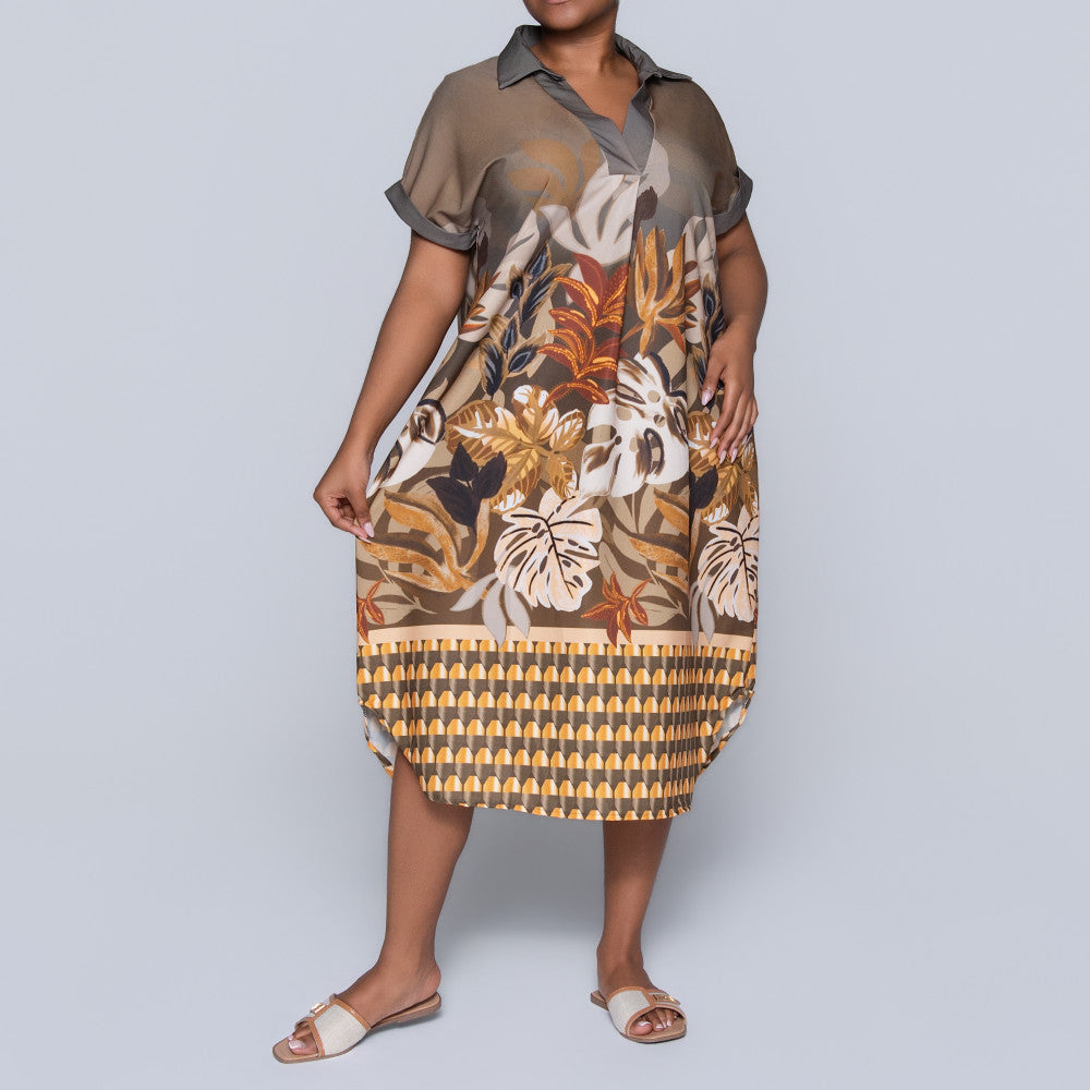 Short Sleeve Border Print Tunic