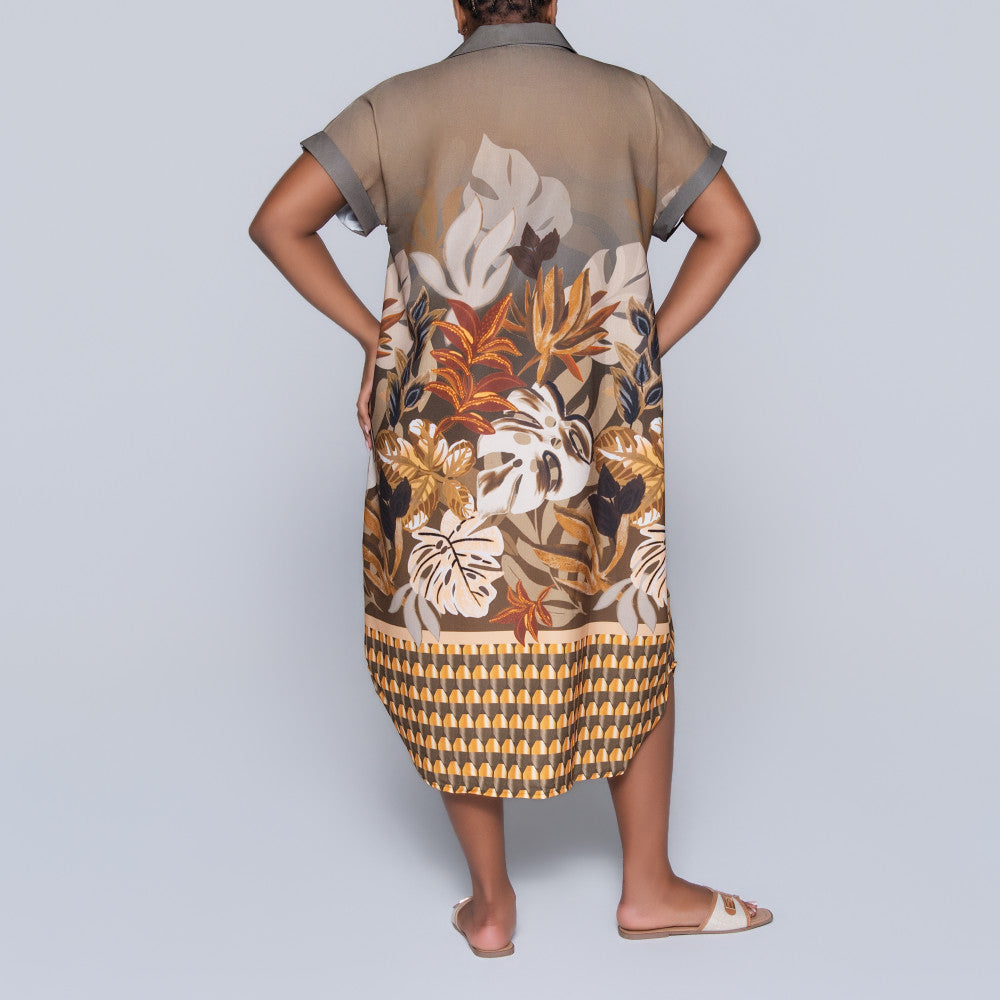 Short Sleeve Border Print Tunic