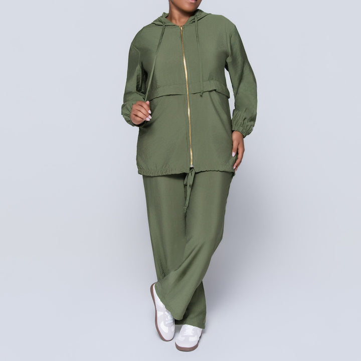 Olive Airflow Hooded Top