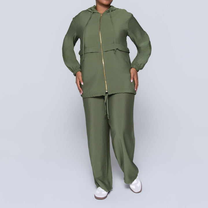 Olive Airflow Hooded Top