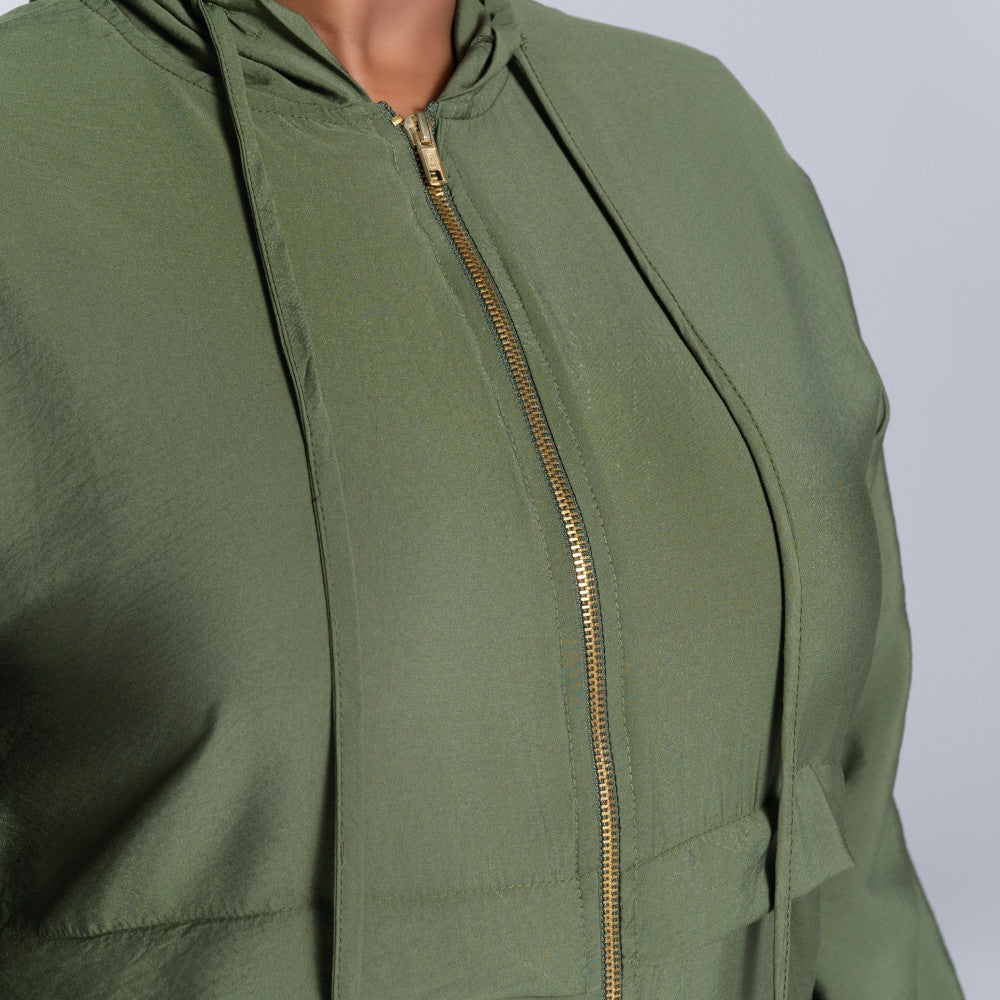 Olive Airflow Hooded Top