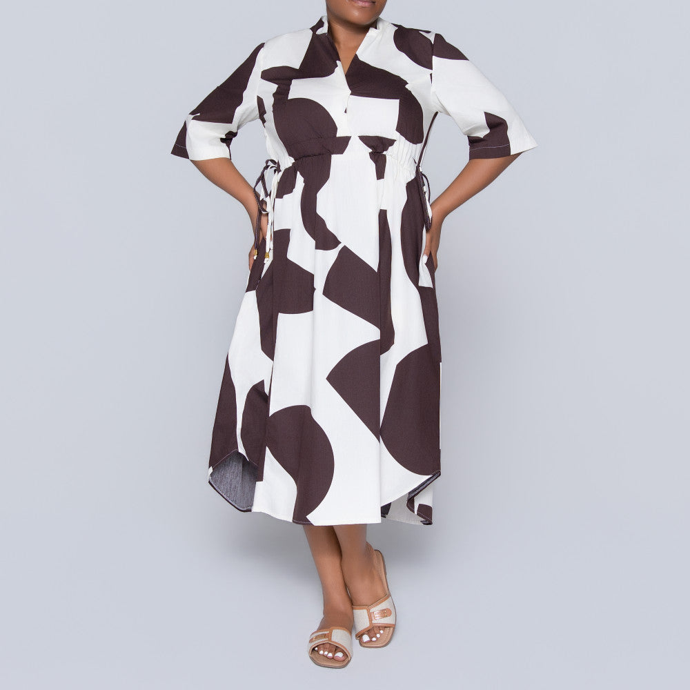 Tie-Belt Printed Poplin Tunic