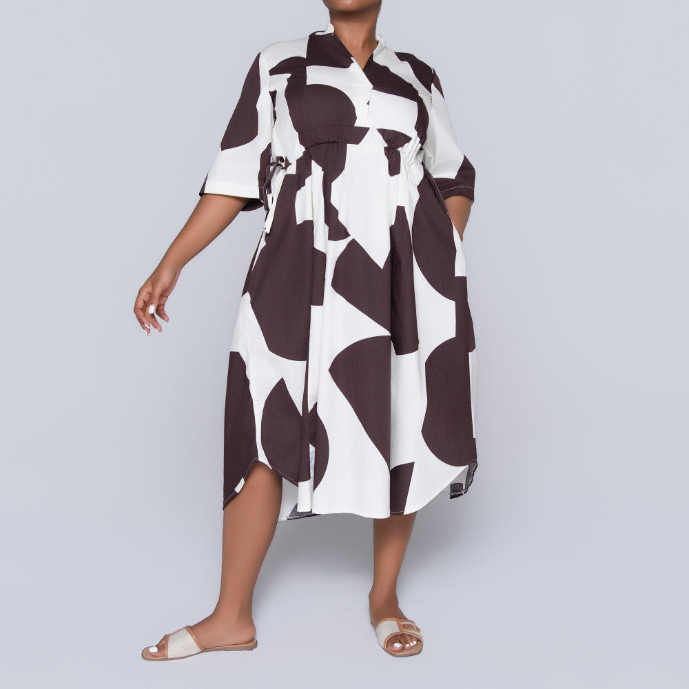 Tie-Belt Printed Poplin Tunic