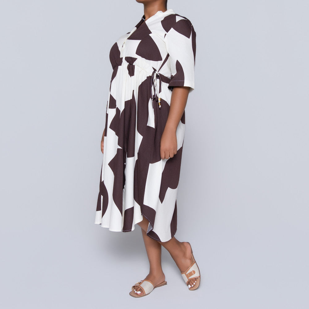 Tie-Belt Printed Poplin Tunic