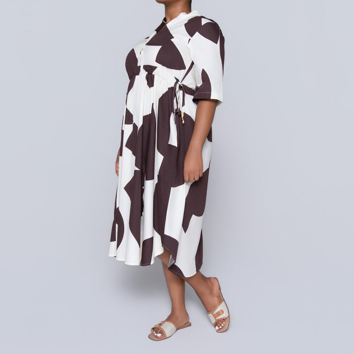 Tie-Belt Printed Poplin Tunic