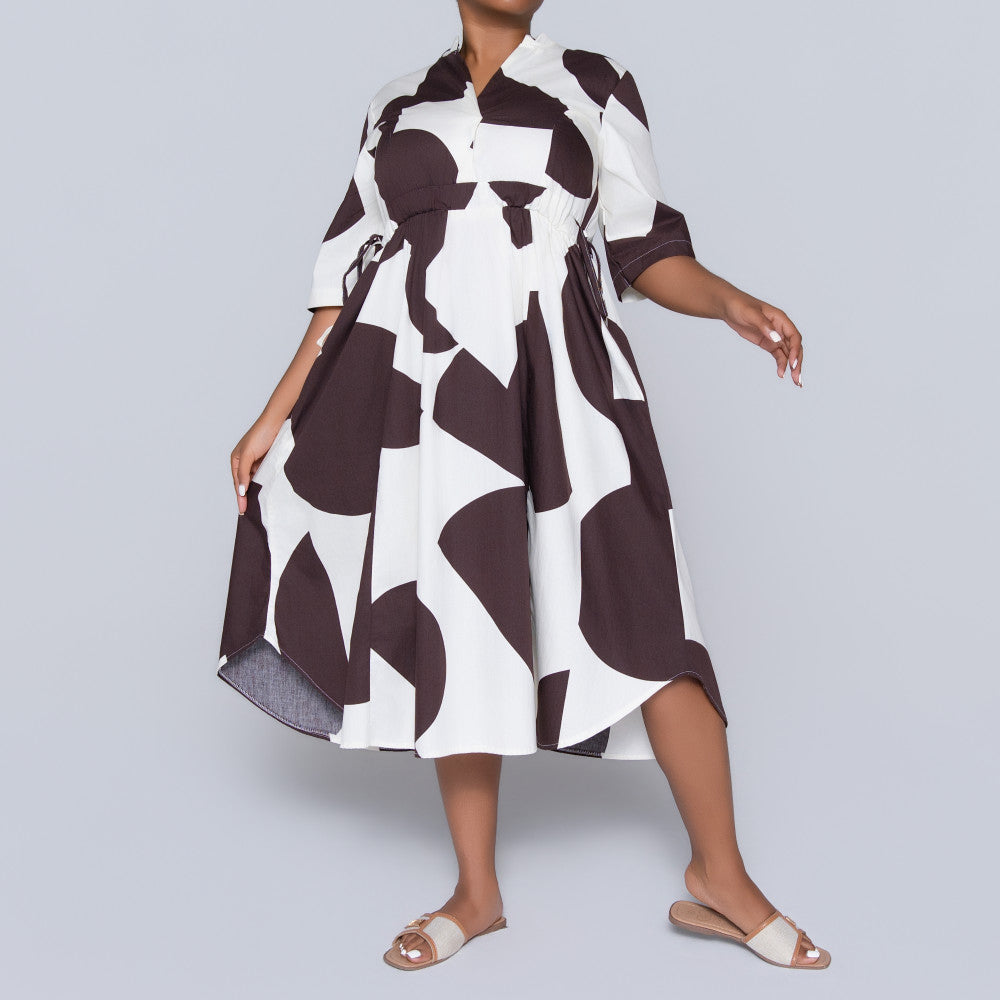 Tie-Belt Printed Poplin Tunic