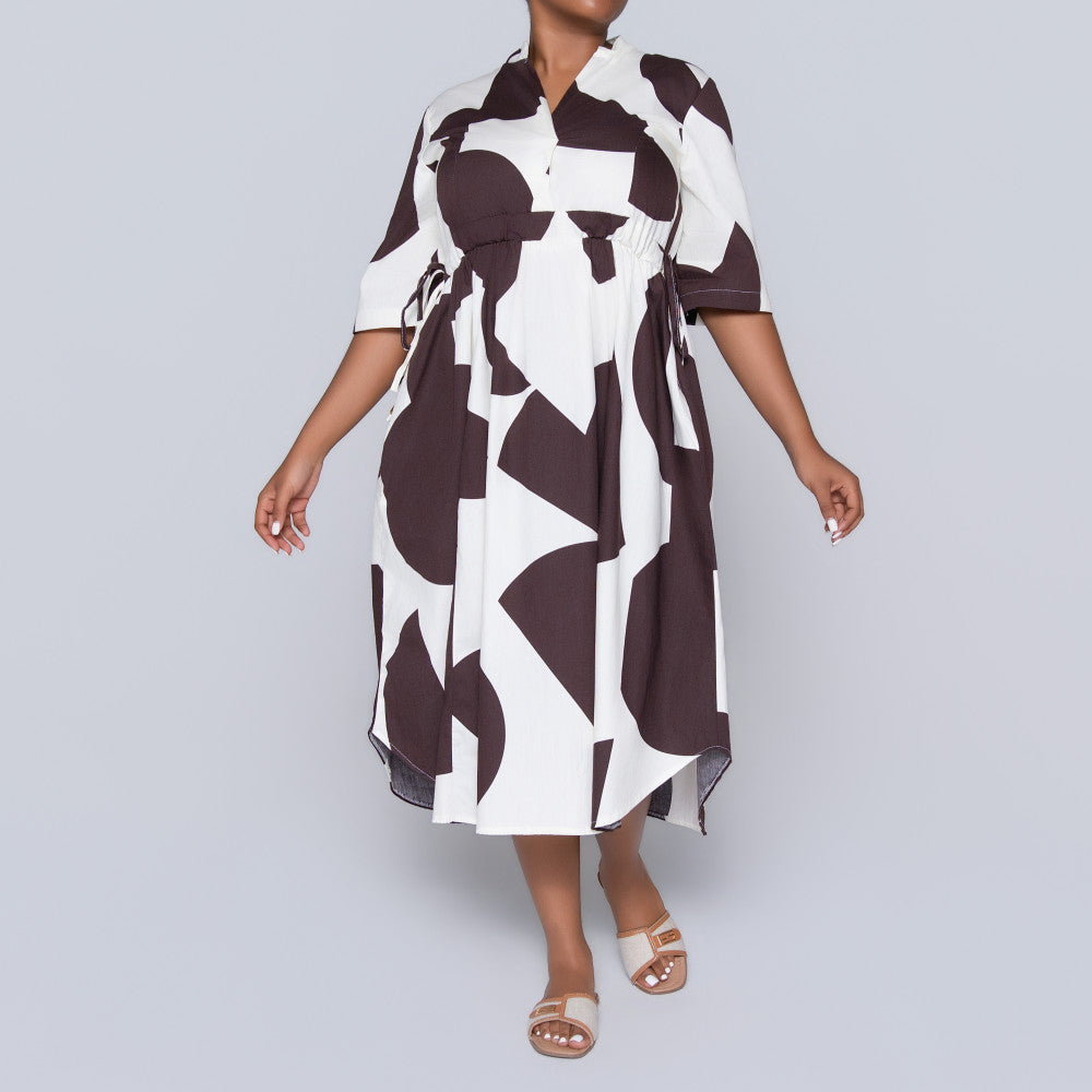 Tie-Belt Printed Poplin Tunic