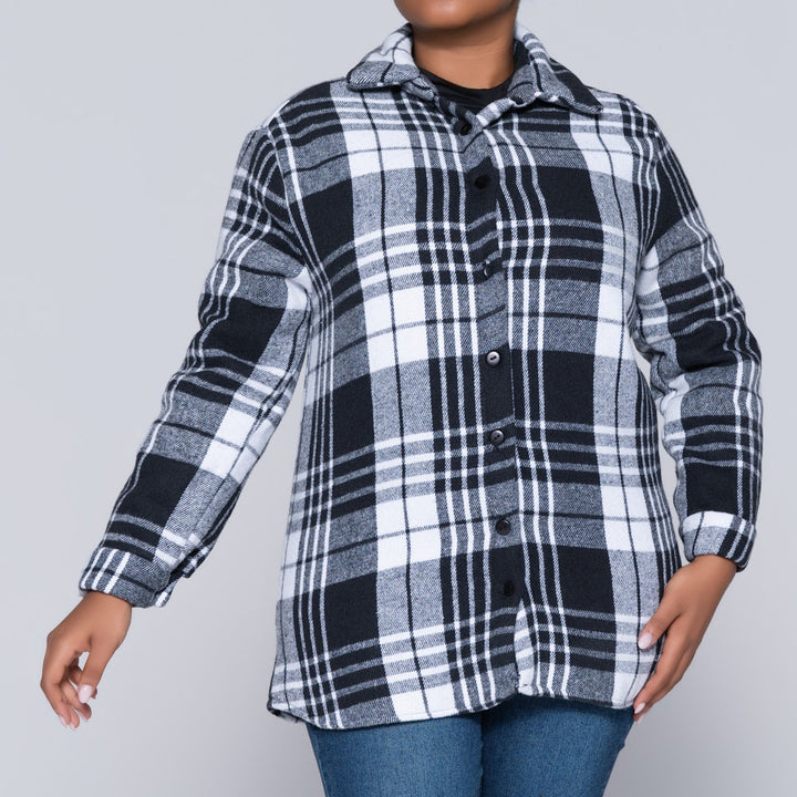 Long Sleeve Check Print Shacket