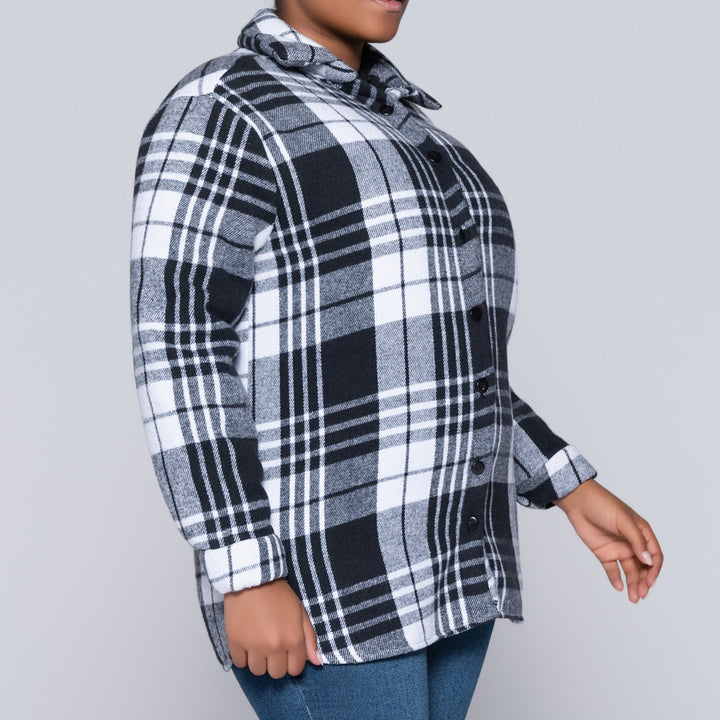 Long Sleeve Check Print Shacket