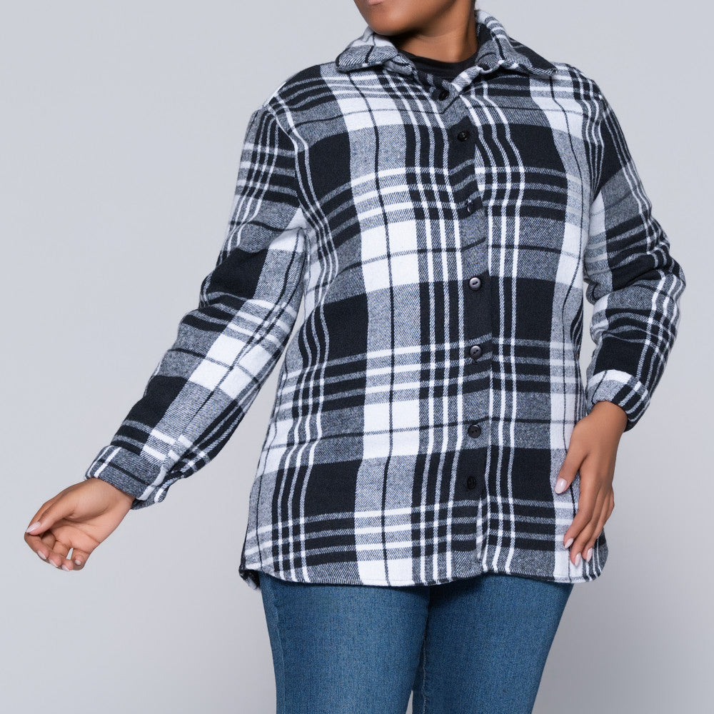 Long Sleeve Check Print Shacket