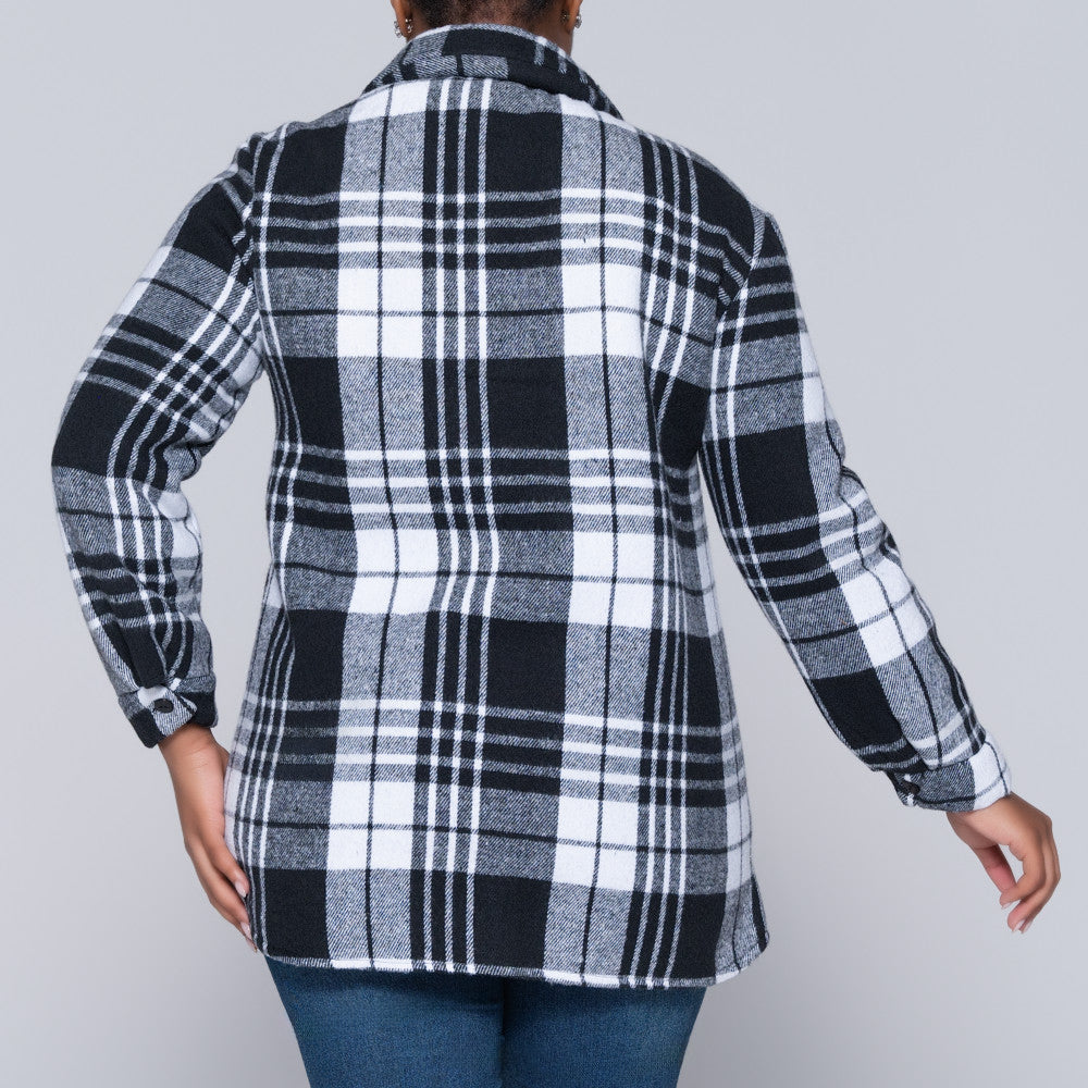 Long Sleeve Check Print Shacket