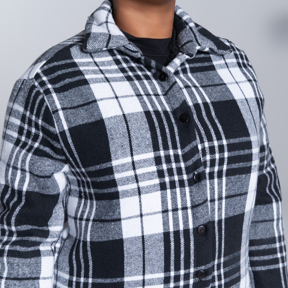 Long Sleeve Check Print Shacket