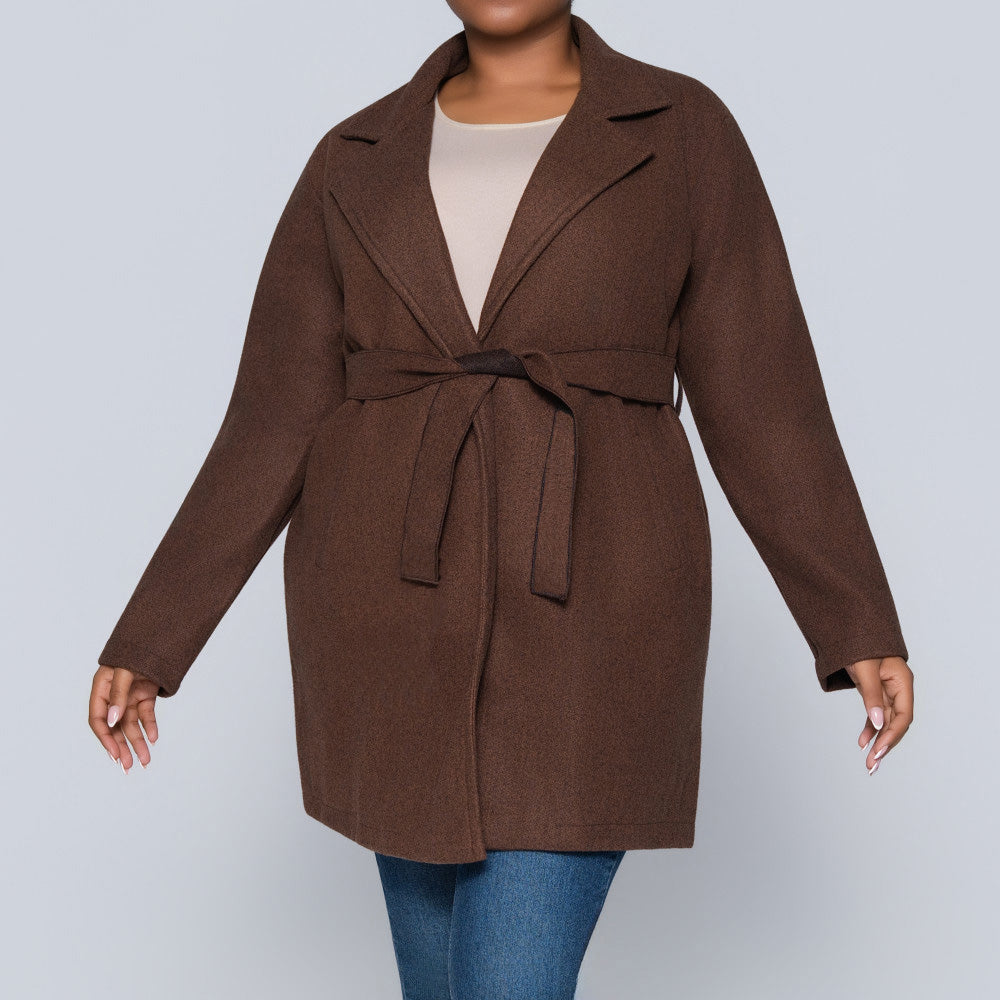 Long Sleeve Choc  Melton Jacket