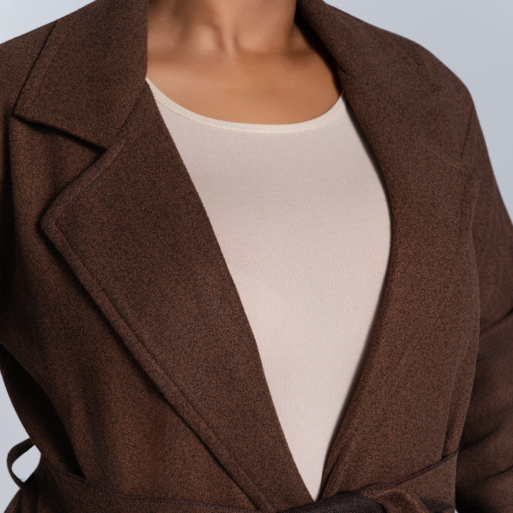 Long Sleeve Choc  Melton Jacket