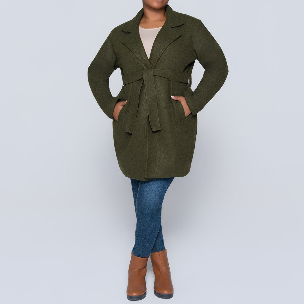 Long Sleeve Olive Melton Jacket