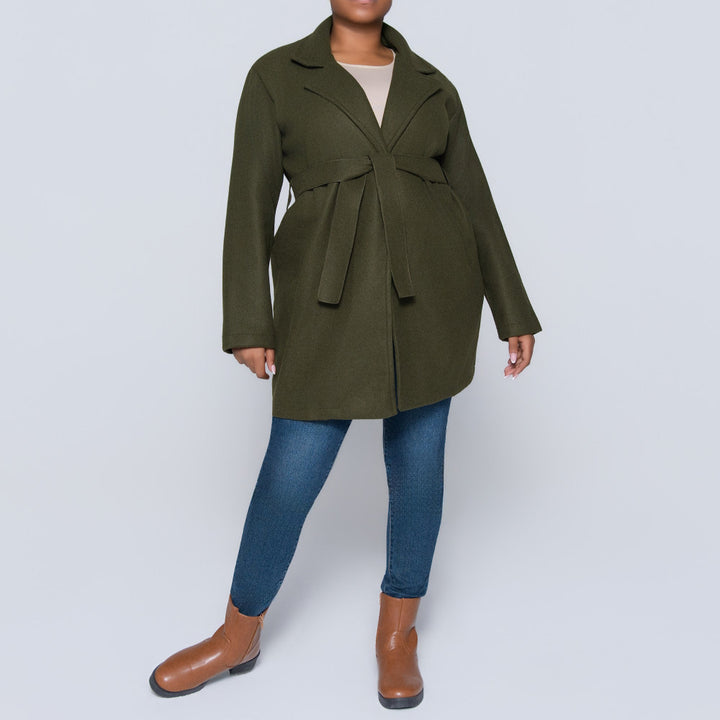 Long Sleeve Olive Melton Jacket