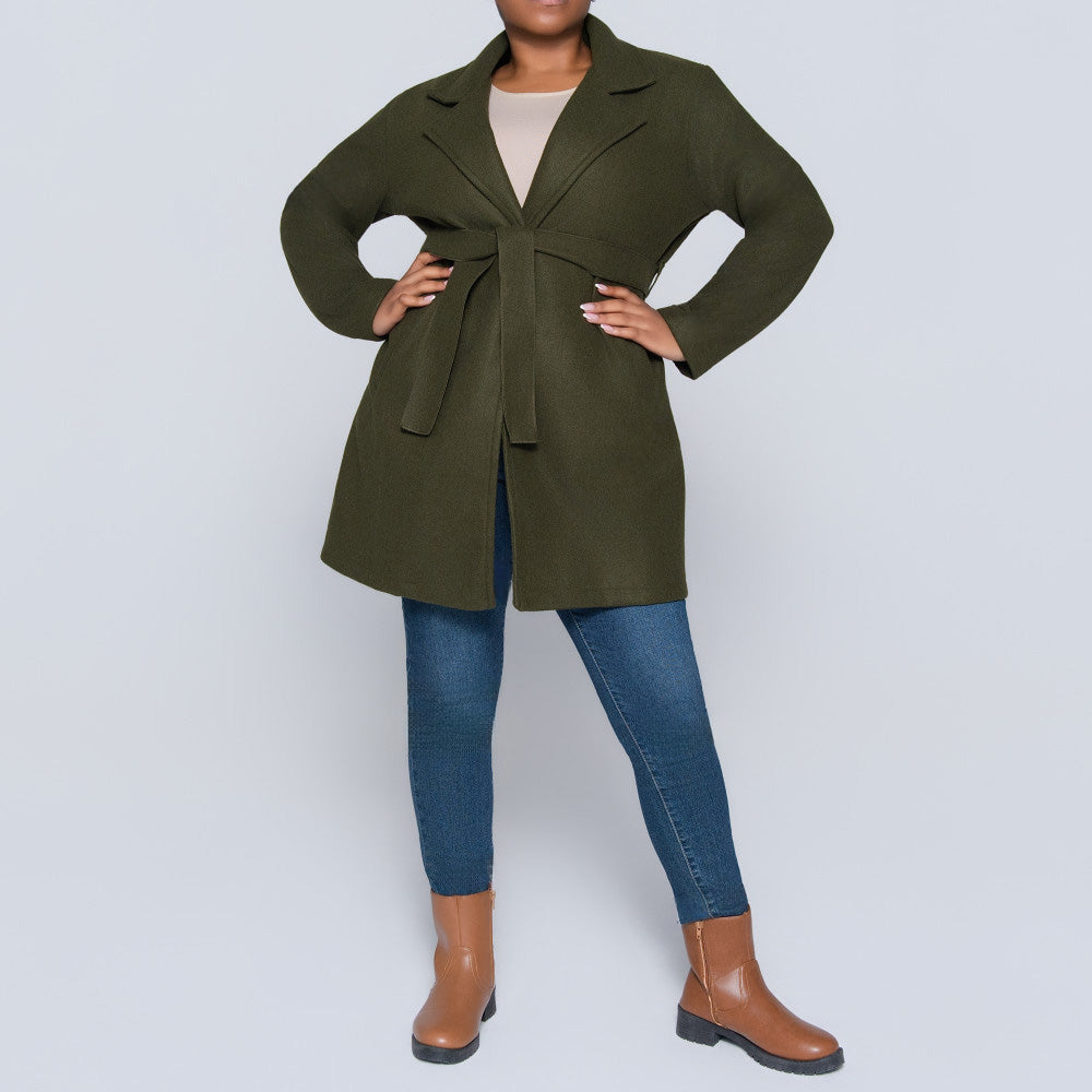 Long Sleeve Olive Melton Jacket