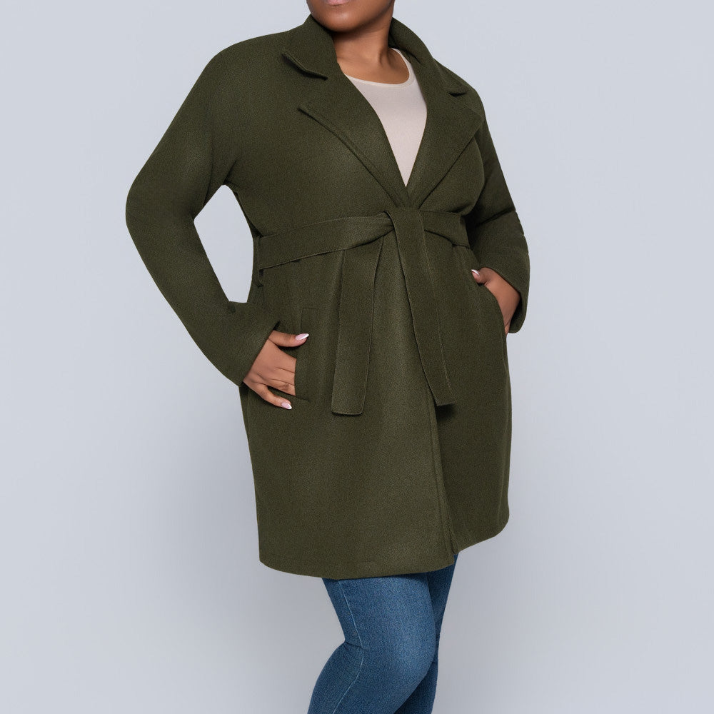 Long Sleeve Olive Melton Jacket